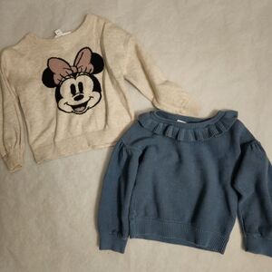 GAP Kids Cream and Blue Minnie Mouse Sweater Set